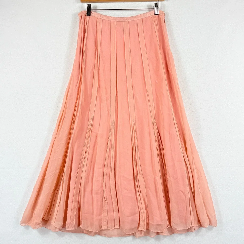April Cornell Maxi Skirt Womens Medium Pink Pleated Cottagecore Boho Balletcore